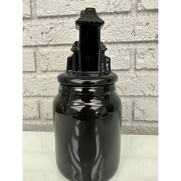 Rae Dunn Halloween "HAUNTED HOUSE" Black Canister House With Lid Topper - Picture 2 of 4